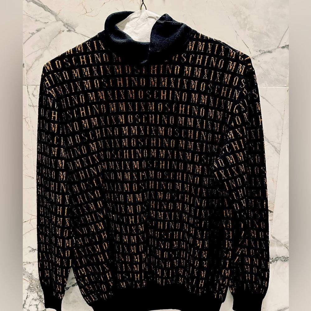 MOSCHINO Logo-Print TurtleNeck Sweater.
